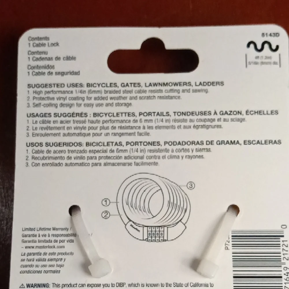 Black Combination Cable Lock
